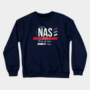 Nassau (NAS) Airport Code Baggage Tag Crewneck Sweatshirt